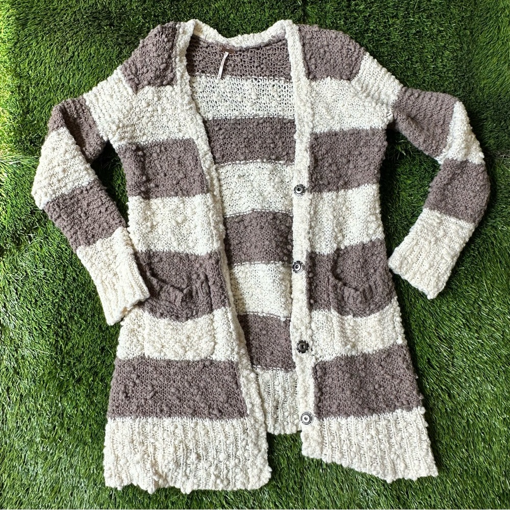 Free people cardigan sweater brown cream medium